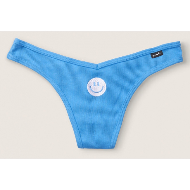 Трусики Стрінги Victoria's Secret PINK Skyline Blue Cotton Thong Panty