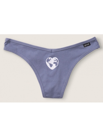 Трусики Стрінги Victoria's Secret PINK Dusty Iris Cotton Thong Panty