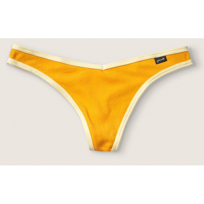 Трусики Стрінги Victoria's Secret PINK Gold Glow Cotton Thong Panty