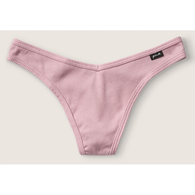 Трусики Стрінги Victoria's Secret PINK Damsel Pink Cotton Thong Panty