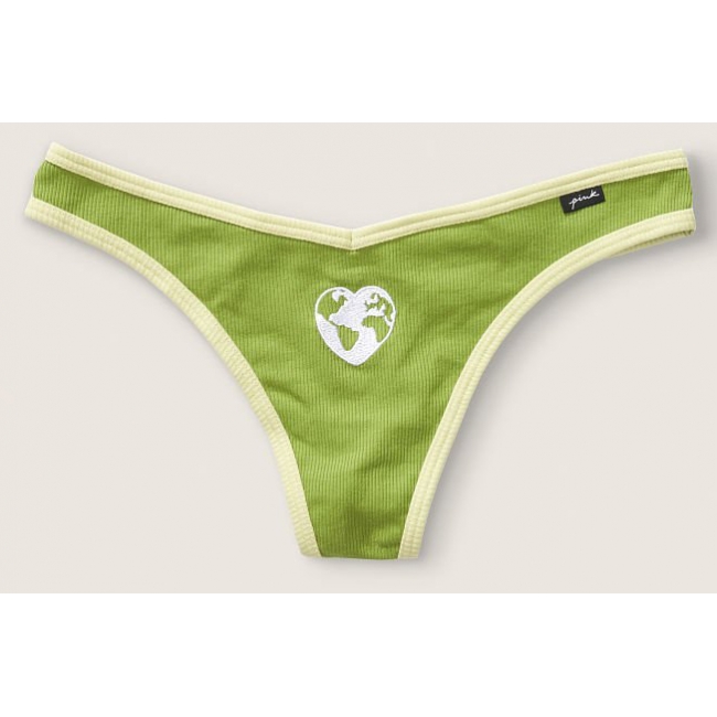 Трусики Стрінги Victoria's Secret PINK Sour Green Cotton Thong Panty