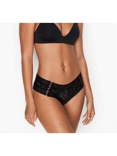 Мереживні Трусики Чіка Victoria's Secret Floral Lace Cheeky Panty, Black