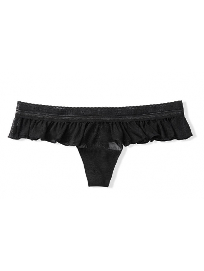 Мереживні Трусики Victoria's Secret Lace Flutter Thong Panty, Black