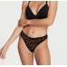 Оксамитові трусики Victoria's Secret Stretch Thong Panty, Black Flocking