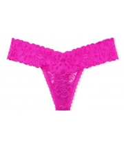 Мереживні трусики Victoria's Secret Floral Lace Thong Panty, Fuchsia