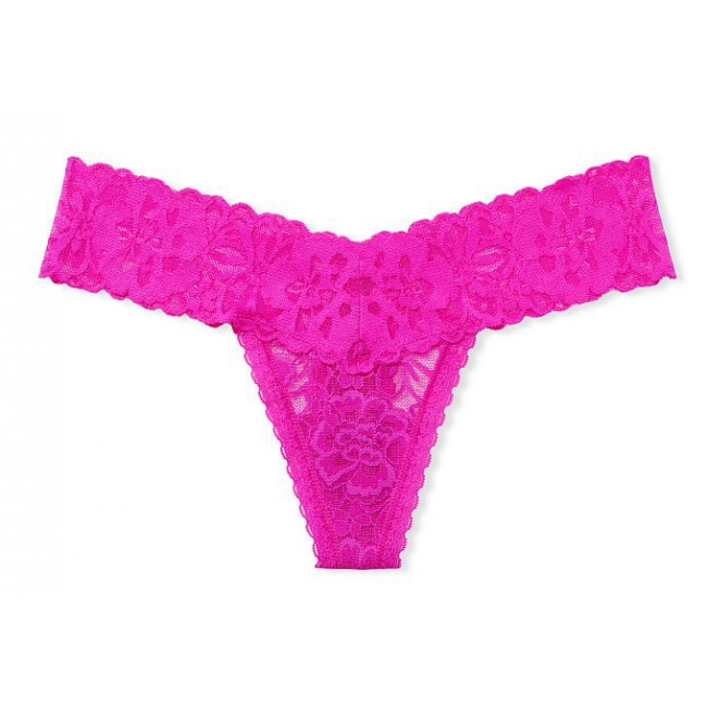 Мереживні трусики Victoria's Secret Floral Lace Thong Panty, Fuchsia