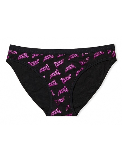 Трусики Бікіні Vistoria's Sесrеt Stretch Cotton Bikini Panty, Black Swirly Logo