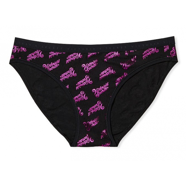 Трусики Бікіні Vistoria's Sесrеt Stretch Cotton Bikini Panty, Black Swirly Logo