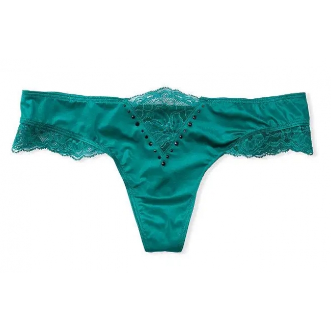 Трусики Victoria’s Secret Very Sexy Micro Lace Inset Thong Panty, Зелені