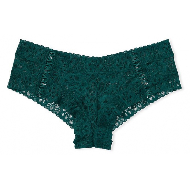 Мереживні Трусики Чіка Victoria's Secret Floral Lace Cheeky Panty, Deepest Green