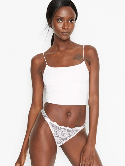 Трусики Зі Стразами Victoria's Secret Very Sexy Shine Strap Thong Panty, Coconut White