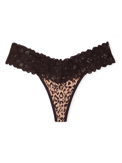 Трусики стрінги Victoria's Secret Lace-waist Thong Panty, Leopard