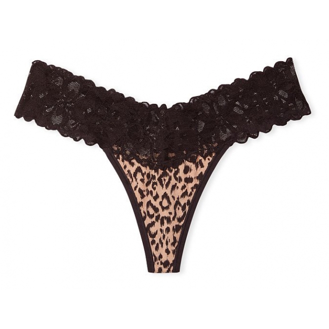Трусики стрінги Victoria's Secret Lace-waist Thong Panty, Leopard