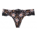Трусики Victoria’s Secret Very Sexy Micro Lace Inset Thong Panty, Чорні з квіточками