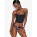 Трусики Victoria’s Secret Very Sexy Micro Lace Inset Thong Panty, Чорні з квіточками