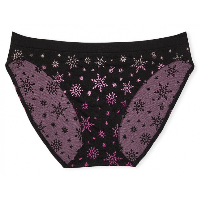 Безшовні трусики Victoria's Secret Seamless Bikini Panty, Black Snowflakes