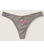 Трусики Стрінги Victoria's Secret PINK Grey With Embroidery Cotton Thong Panty