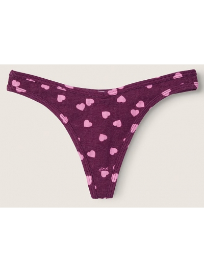 Трусики Стрінги Victoria's Secret PINK Rich Maroon Cotton Thong Panty