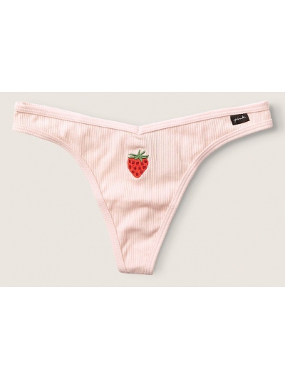 Трусики Стрінги Victoria's Secret PINK Strawberry Cotton Thong Panty
