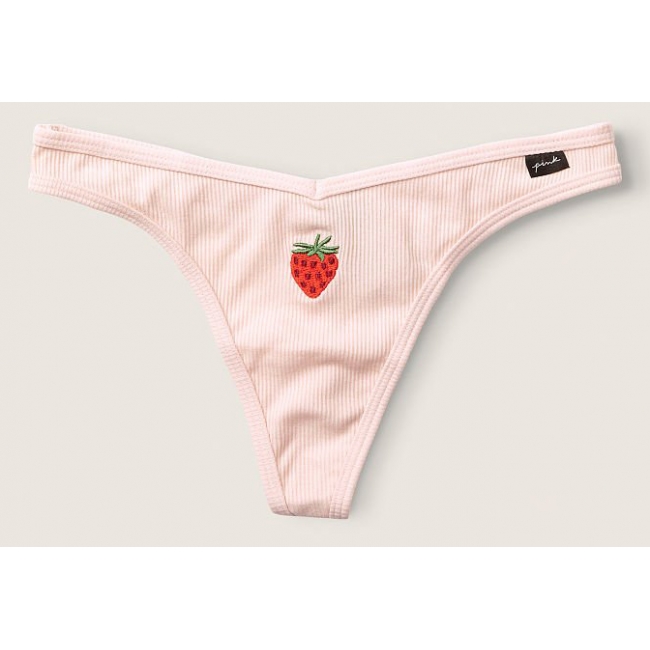 Трусики Стрінги Victoria's Secret PINK Strawberry Cotton Thong Panty