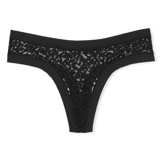 Мереживні трусики Victoria's Secret Stretch No-Show Thong Panty, Black