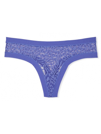 Мереживні трусики Victoria's Secret Stretch No-Show Thong Panty, Blue
