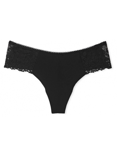 Безшовні трусики Victoria's Secret No Show Lace Tong Panty, Чорні