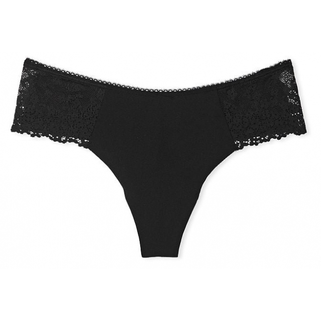 Безшовні трусики Victoria's Secret No Show Lace Tong Panty, Чорні