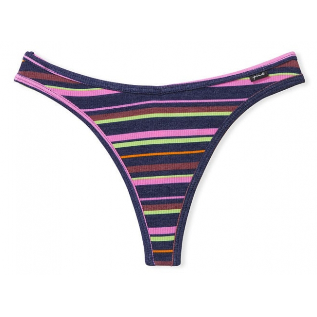 Трусики Стрінги Victoria's Secret PINK Multi Stripe Cotton Thong Panty