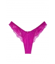 Трусики Стрінги Victoria’s Secret Lace-Trim High-Leg Thong Panty, Фуксія