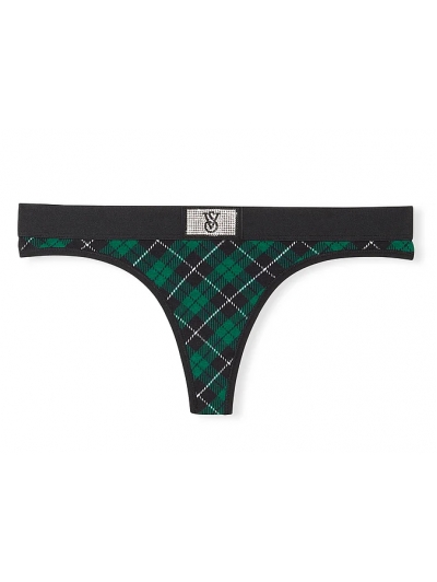 Трусики Стрінги Victoria's Secret Shine Patch Thong Panty, Зелені у клітинку