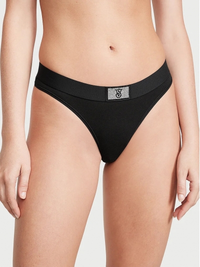 Трусики Стрінги Victoria's Secret Shine Patch Thong Panty, Чорні