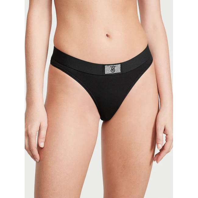 Трусики Стрінги Victoria's Secret Shine Patch Thong Panty, Чорні