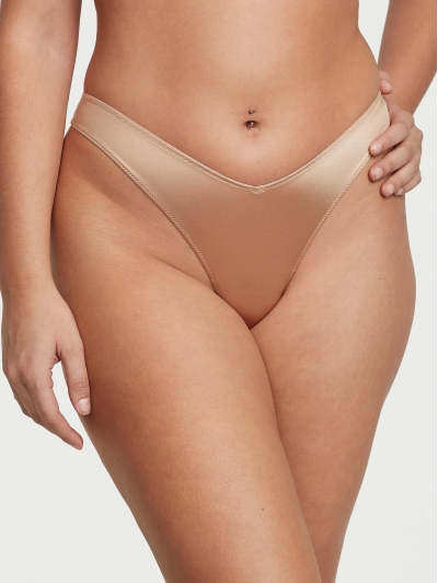 Трусики Стрінги Victoria’s Secret Strappy Back High-Leg Thong Panty, Бежеві