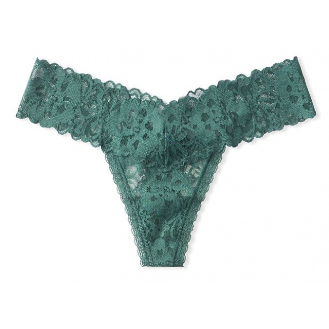 Мереживні трусики Victoria's Secret The Lacie Thong Panty, Sage Dust