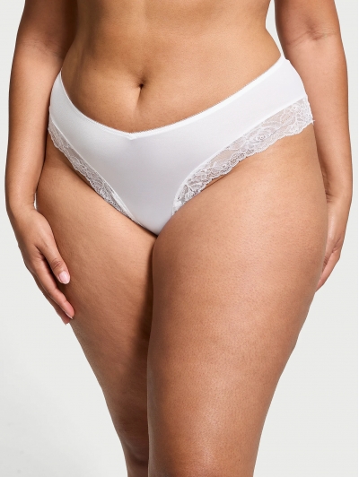 Трусики Victoria’s Secret Lace-Trim High-Leg Cheeky Panty, Білі