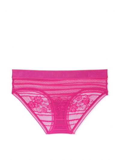 Трусики Victoria’s Secret Logo Lace Hiphugger Panty, Яскраво-рожеві