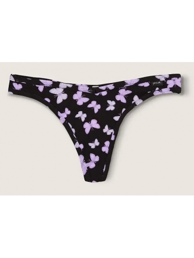 Трусики Стрінги Victoria's Secret PINK Black Butterflies Cotton Thong Panty