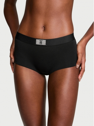 Трусики Victoria’s Secret Shine Patch Shortie Panty, Чорні