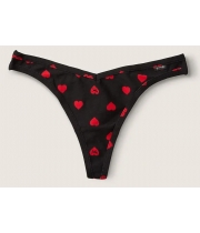 Трусики Стрінги Victoria's Secret PINK Black Hearts Cotton Thong Panty