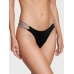 Трусики Стрінги з камінцями Victoria’s Secret Double Shine Strap Smooth Thong Panty, Чорні
