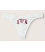 Трусики Стрінги Victoria's Secret PINK White Logo Cotton Thong Panty
