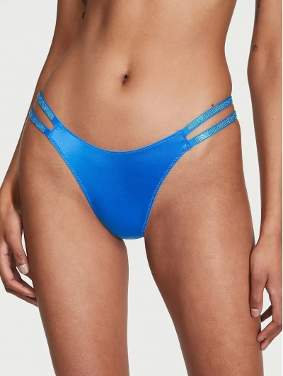 Трусики Стрінги з камінцями Victoria’s Secret Double Shine Strap Smooth Thong Panty, Сині