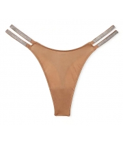 Трусики Стрінги з камінцями Victoria’s Secret Double Shine Strap Smooth Thong Panty, Praline