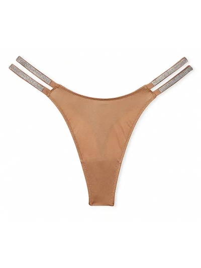 Трусики Стрінги з камінцями Victoria’s Secret Double Shine Strap Smooth Thong Panty,  Praline