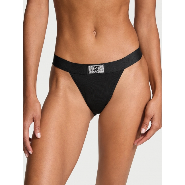 Трусики Стрінги Victoria’s Secret Shine Patch Tanga Panty, Чорні