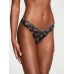 Трусики Стрінги Victoria's Secret Mesh Lace-Trim High-Leg Thong Panty, Black Flowers