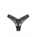 Трусики Стрінги Victoria's Secret Mesh Lace-Trim High-Leg Thong Panty, Black Flowers