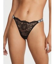 Трусики Стрінги з камінцями Victoria’s Secret Very Sexy Shine Strap Rose Lace Thong Panty, Чорні