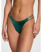 Трусики Стрінги з камінцями Victoria’s Secret Double Shine Strap Smooth Thong Panty, Темно-зелені